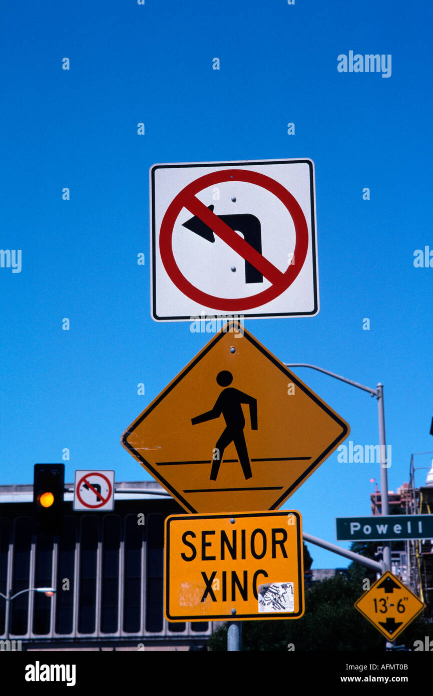 22130 warning Signs Seniors crossing xing no left turn tunnel maximum