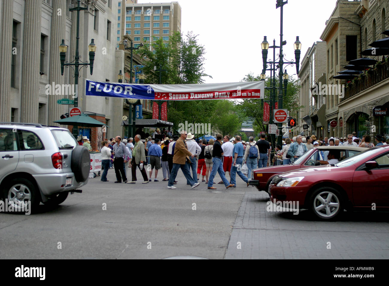 Square dancing in the streets of Calgary, Alberta, Canada Stock Photo