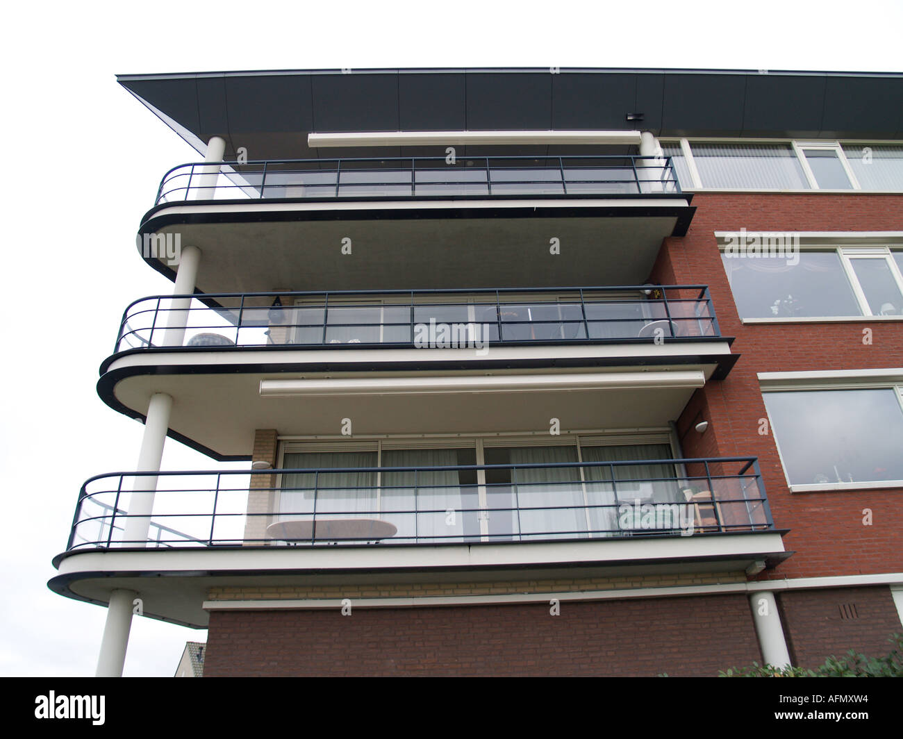 Balcony of apartment building flat with modern architecture Stock Photo