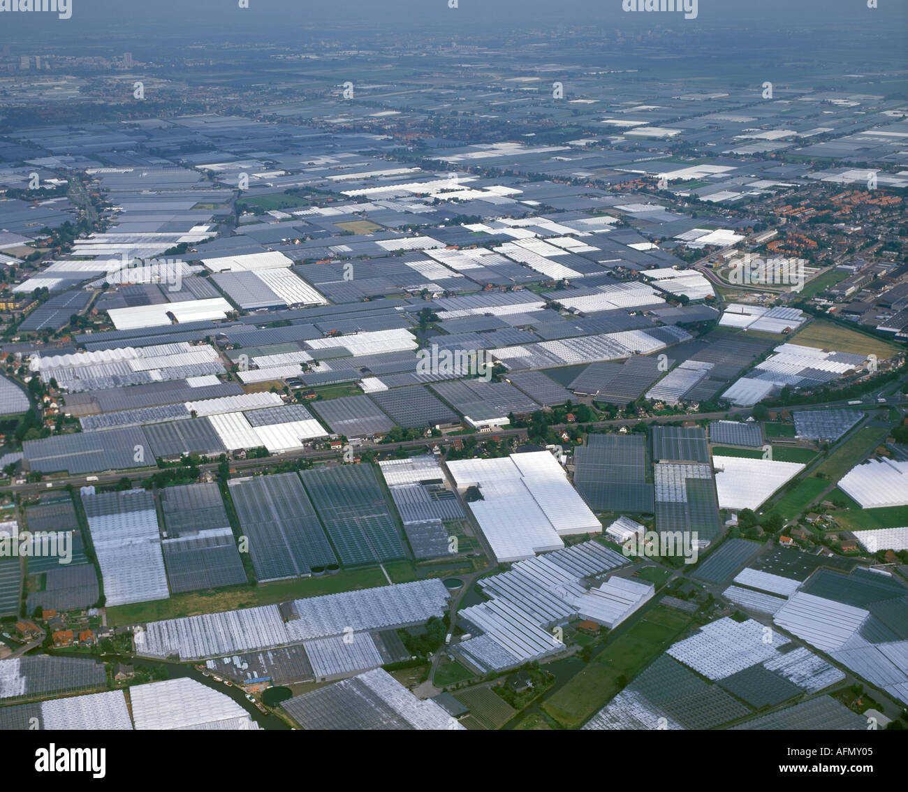 Aerial view of greenhouses in Holland Stock Photo Alamy