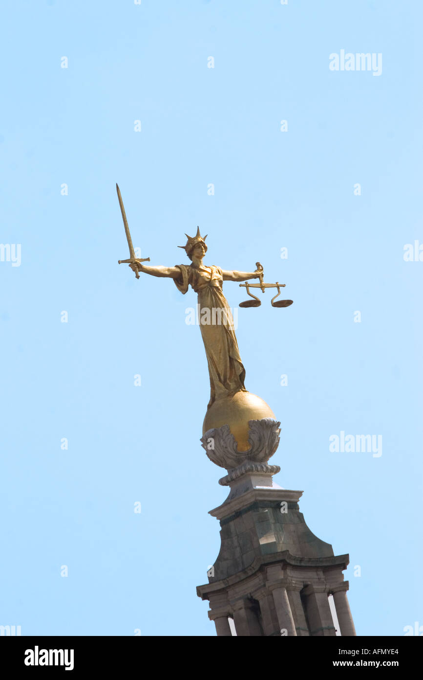 Statue of the Scales of Justice on the top of The Old Bailey Central