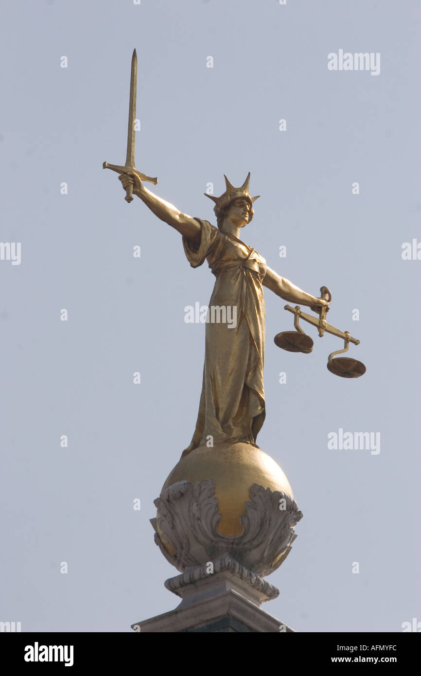 Statue of the Scales of Justice on the top of The Old Bailey Central