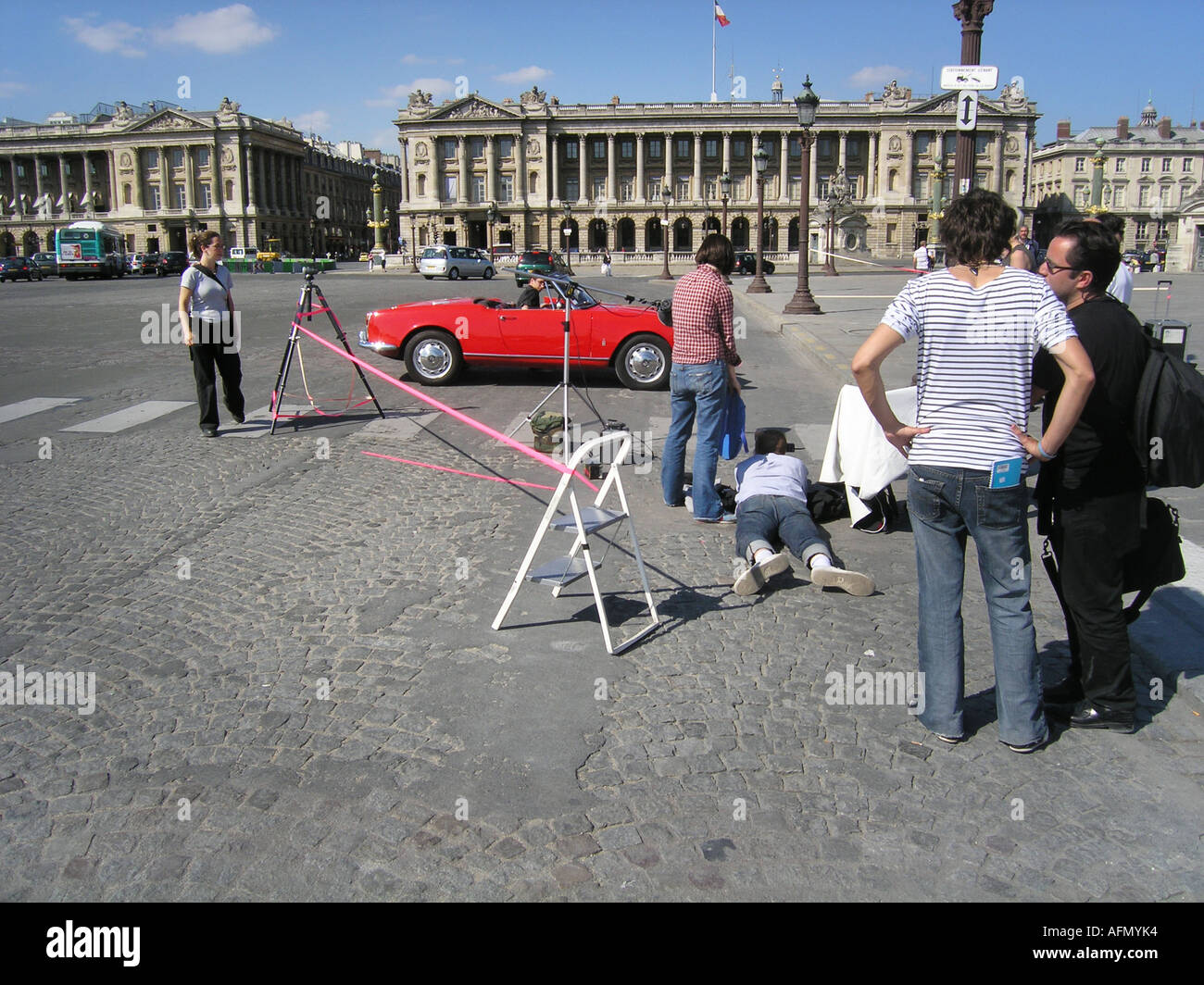 Alfa Romeo Giulietta Spider in professional magazine photoshoot at Place de la Concorde Paris France Stock Photo