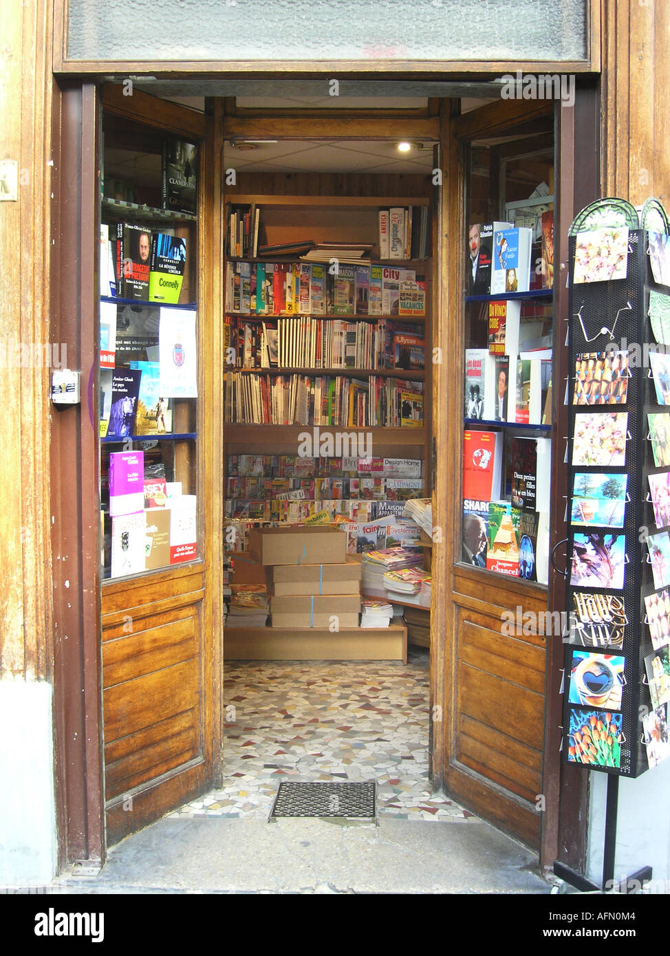 Small local corner bookshop 11e Arr. Paris France Stock Photo