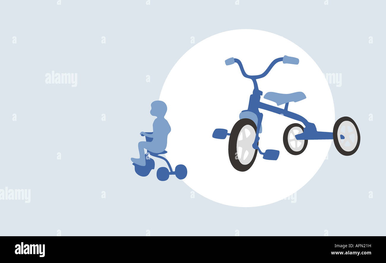 Tricycle with the silhouette of a child Stock Photo Alamy