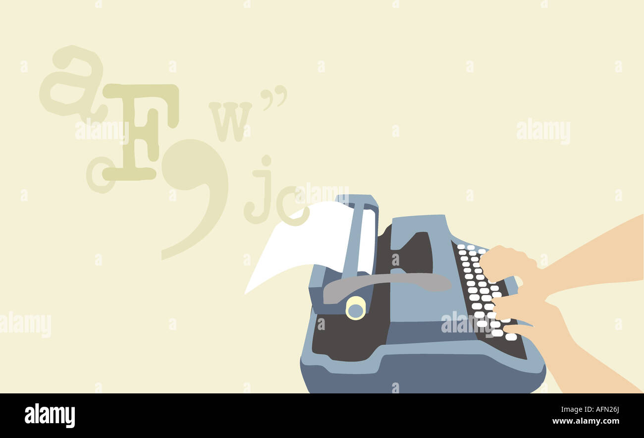 Person typing on a typewriter Stock Photo Alamy