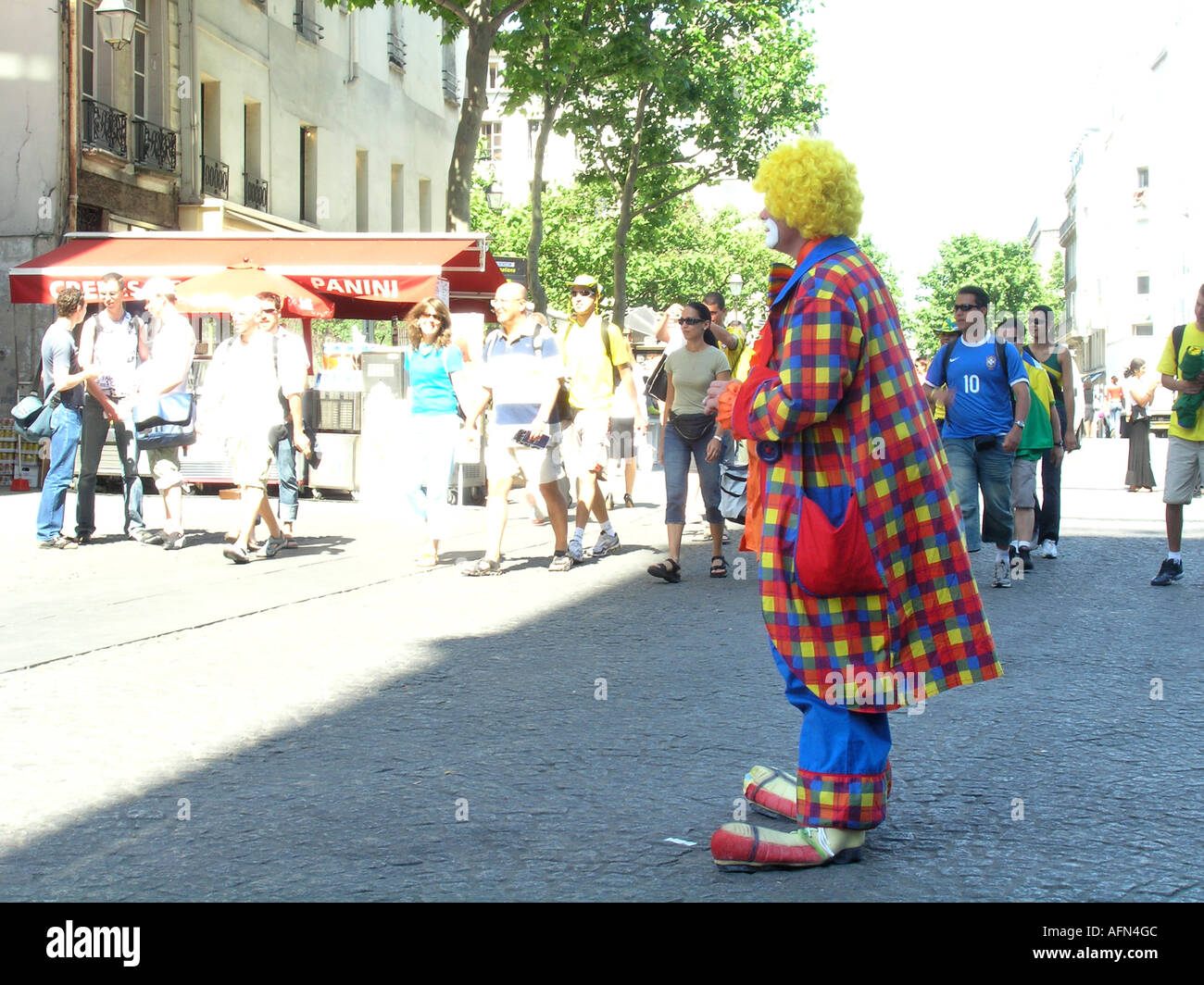 Solitary clown near Centre Pompidou 4th arr. Paris France Stock Photo