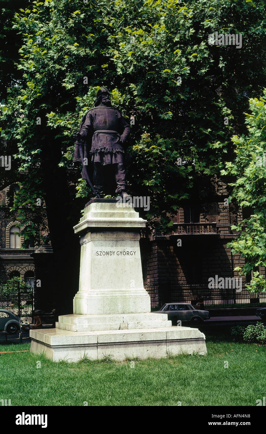 Szondi, György, + 10.6.1552, Hungarian National Hero, full length, monument, Budapest, Stock Photo