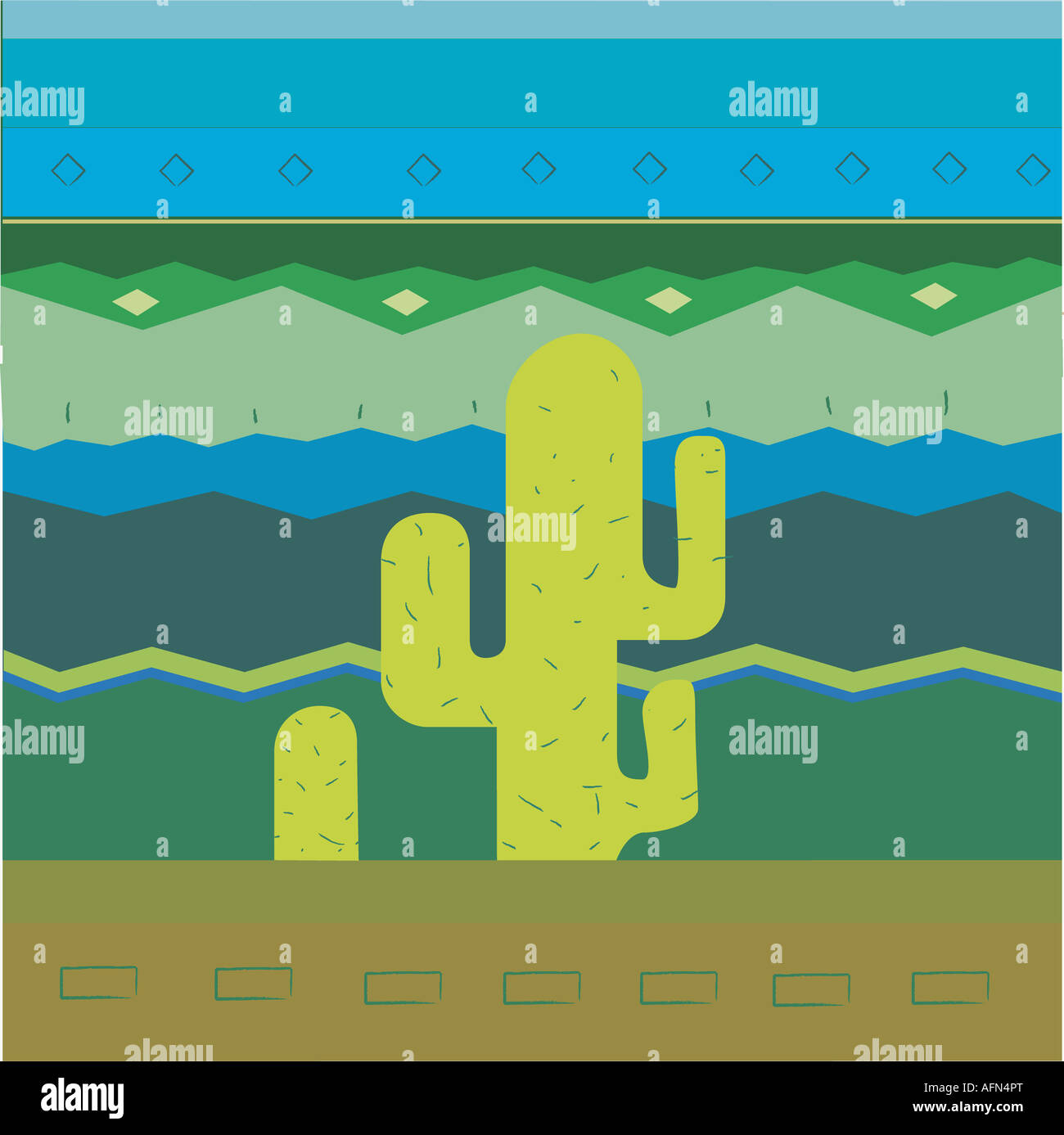 Cactus plan on a Traditional American Indian pattern Stock Photo - Alamy