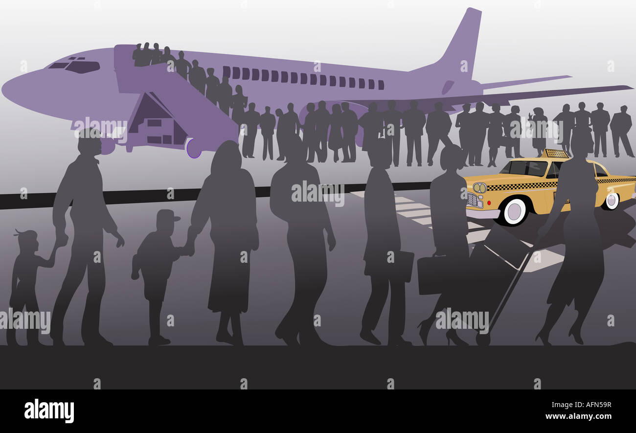 Passengers boarding an airplane Stock Photo Alamy