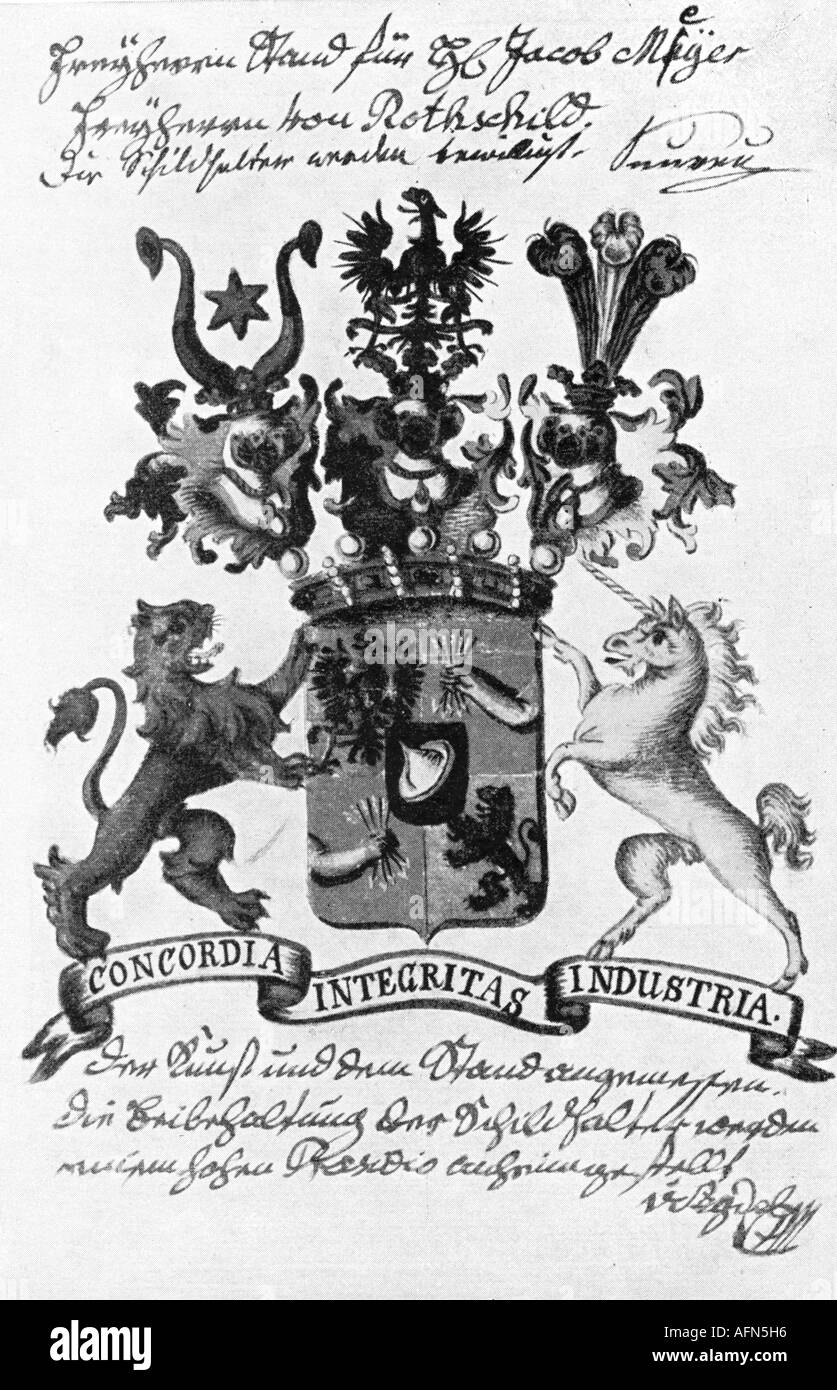 heraldry, coat of arms, Germany, Rothschild family coat of arms, allotted  1822 Stock Photo - Alamy