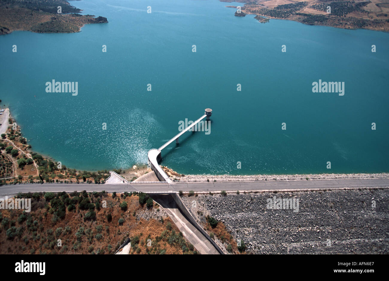 Aerial view of reservoir north of Ronda in Spain Stock Photo