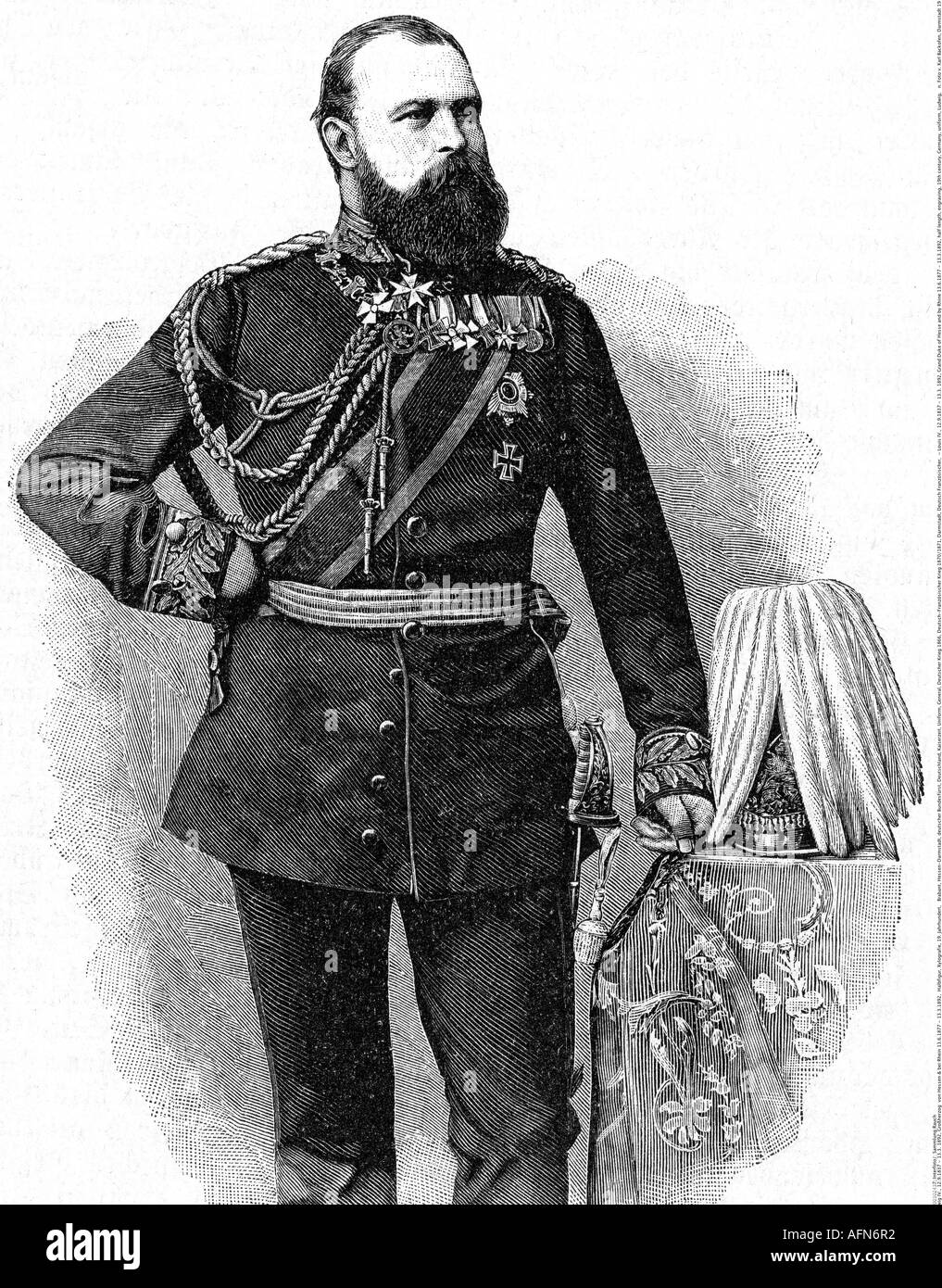 Louis IV., 12.9.1837 - 13.3. 1892, Grand Duke of Hesse and by Rhine 13.6.1877 - 13.3.1892, half length, engraving, 19th century, , Stock Photo