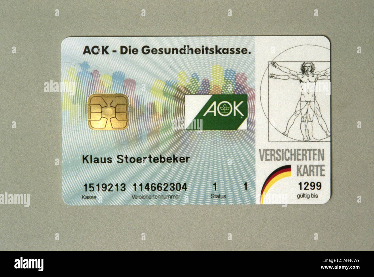 Medicine Health Insurance Card For Insurants Aok Insurance Company Germany 1990s 90s Chip Card Leonardo Da Vinci Vitr Stock Photo Alamy