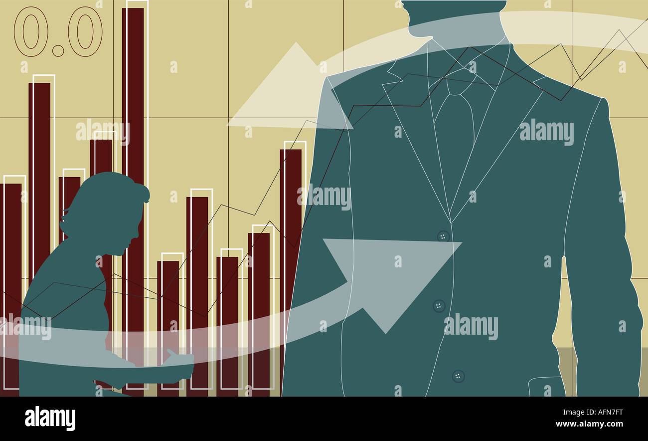 Businessman in front of a bar graph Stock Photo - Alamy