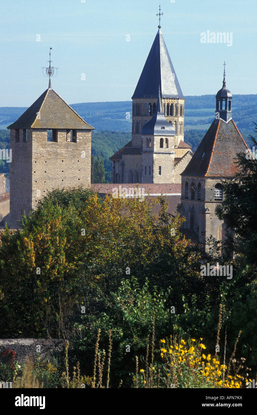 Tour des Fromages and Clocher de l eau Benite in Cluny Burgundy France Stock Photo