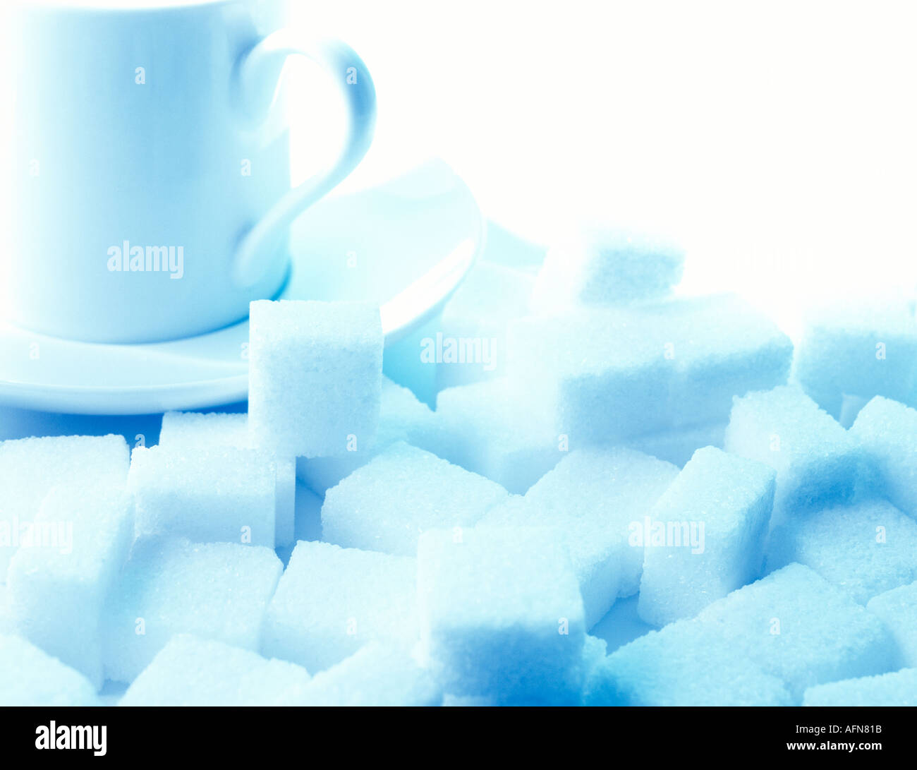 High Key One White Coffee Cup With A Pile Of Sugar Cubes Lumps In