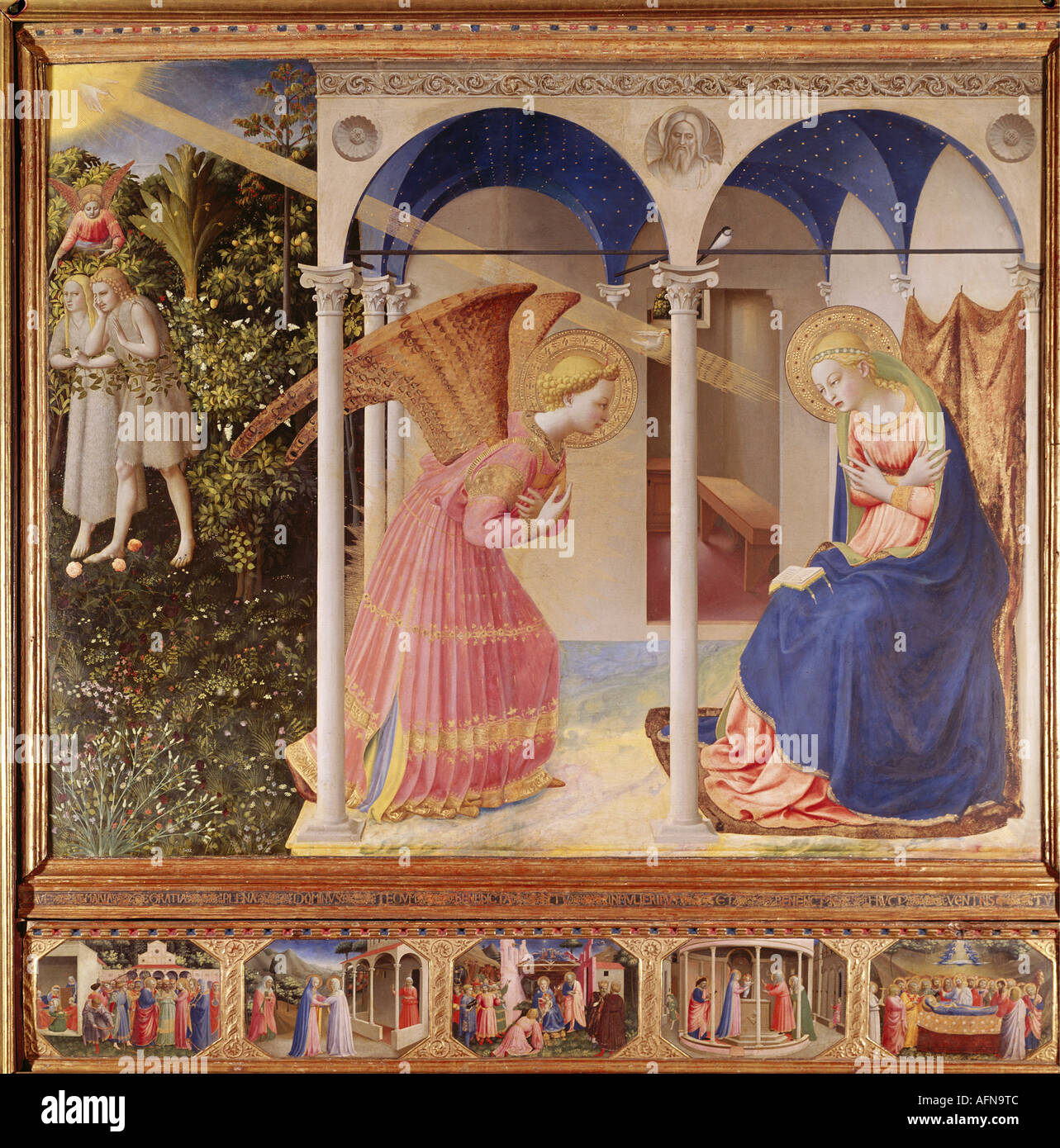 'fine arts, Angelico, Fra da Fiesole, (1387 - 1455), 'annunciation', 1430 - 1432, tempera on panel, 194 cm x 194 cm, Prado, Ma Stock Photo