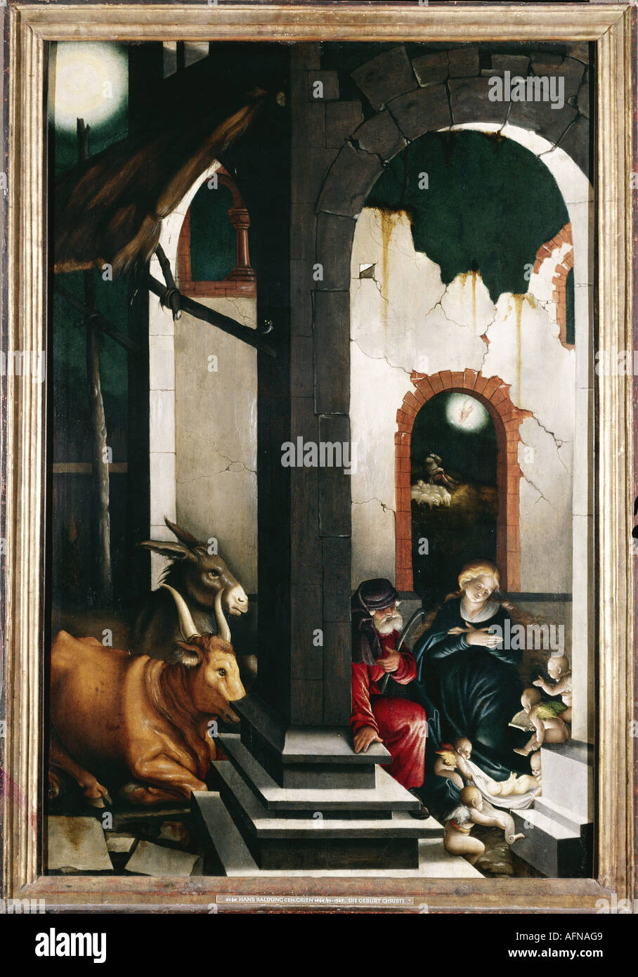 'fine arts, Baldung, Hans called Grien, (1484 / 1485 - 1545), painting, 'Geburt Christi', ('birth of Christ'), 1520, oil on Stock Photo
