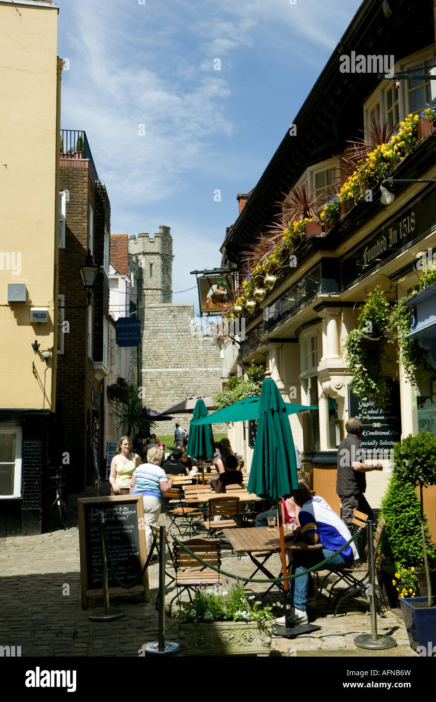 People sitting outside The Carpenters Arms pub Windsor Berkshire