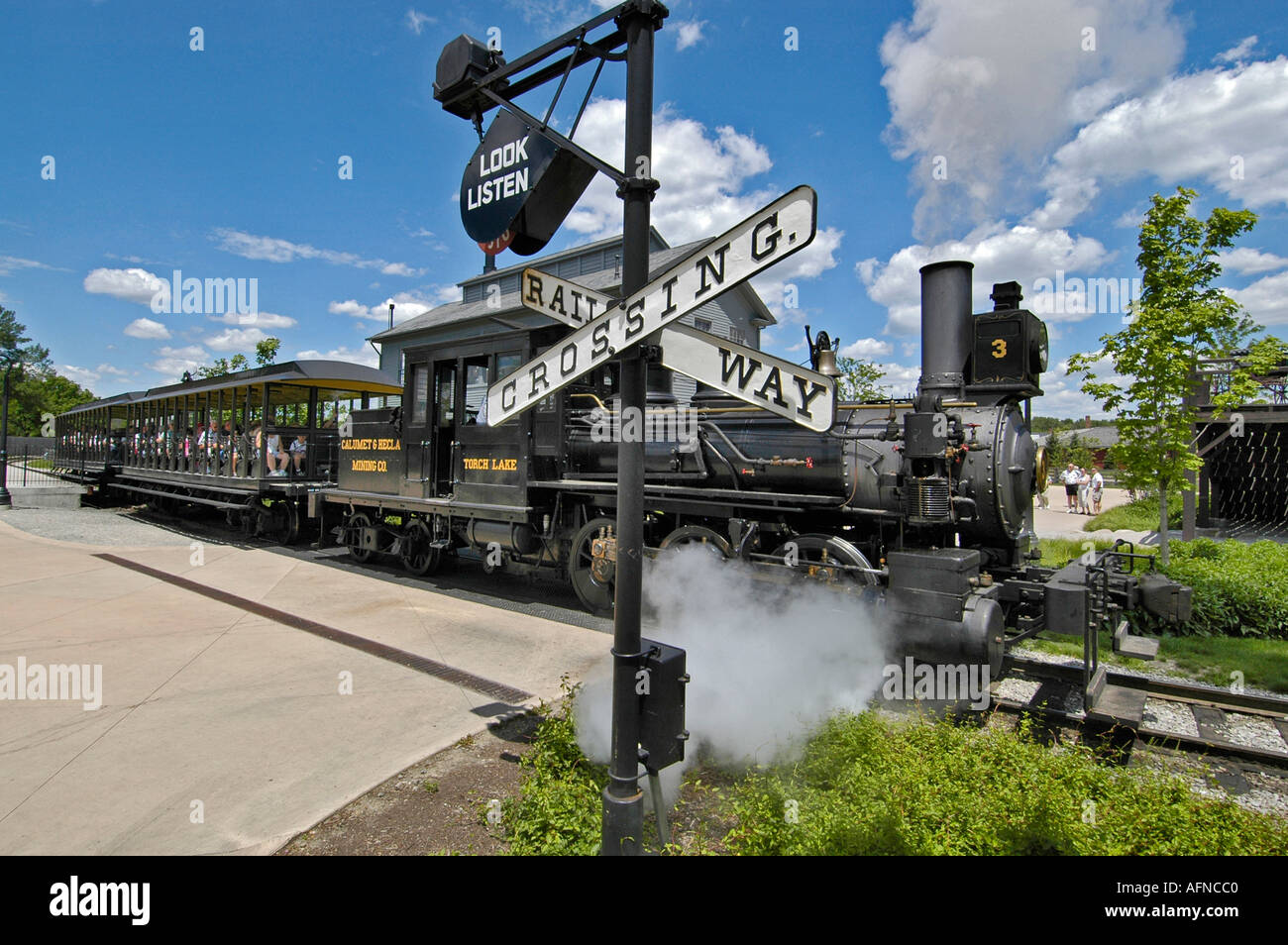 Steam locomotive train at Historic Greenfield Village and Henry