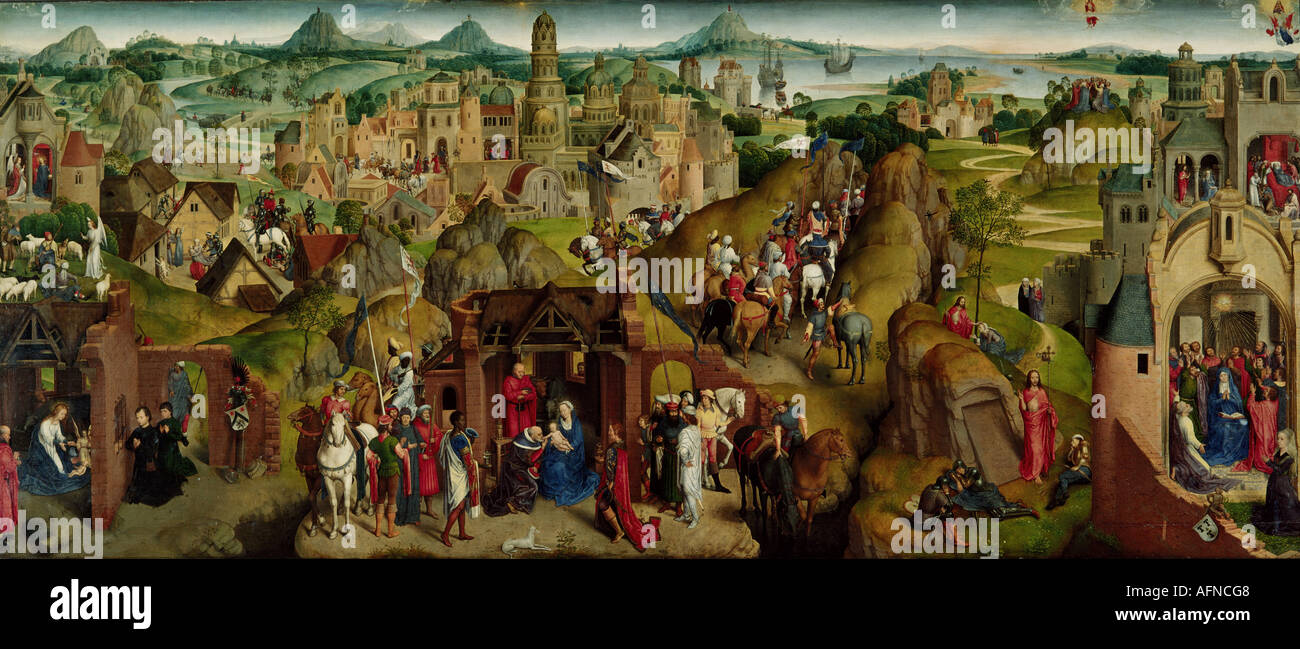 'fine arts, Memling, Hans, (1433 - 11.8.1494), painting, 'Die sieben Freuden Mariä', (The Seven Joys of the Virgin'), circa 1 Stock Photo