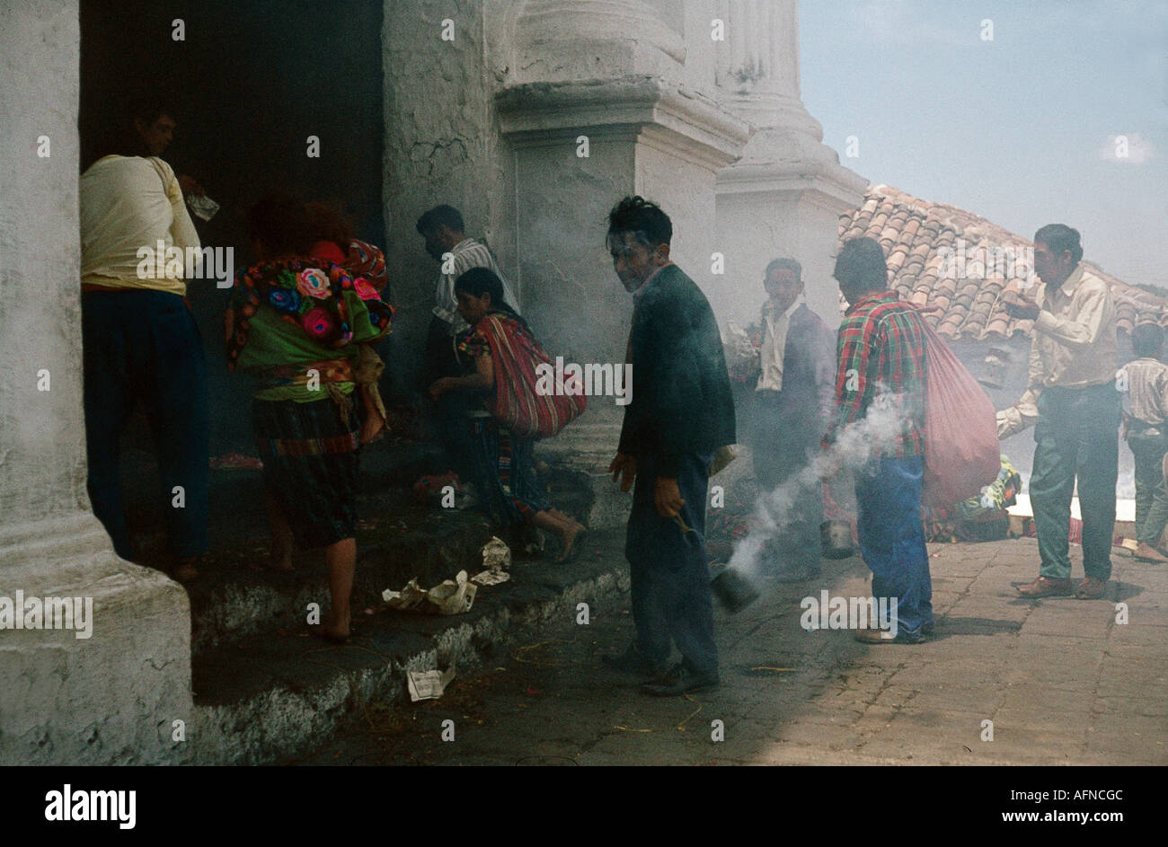 geography/travel, Guatemala, people, believer entering a church, Chichicastenango, 1975, Stock Photo
