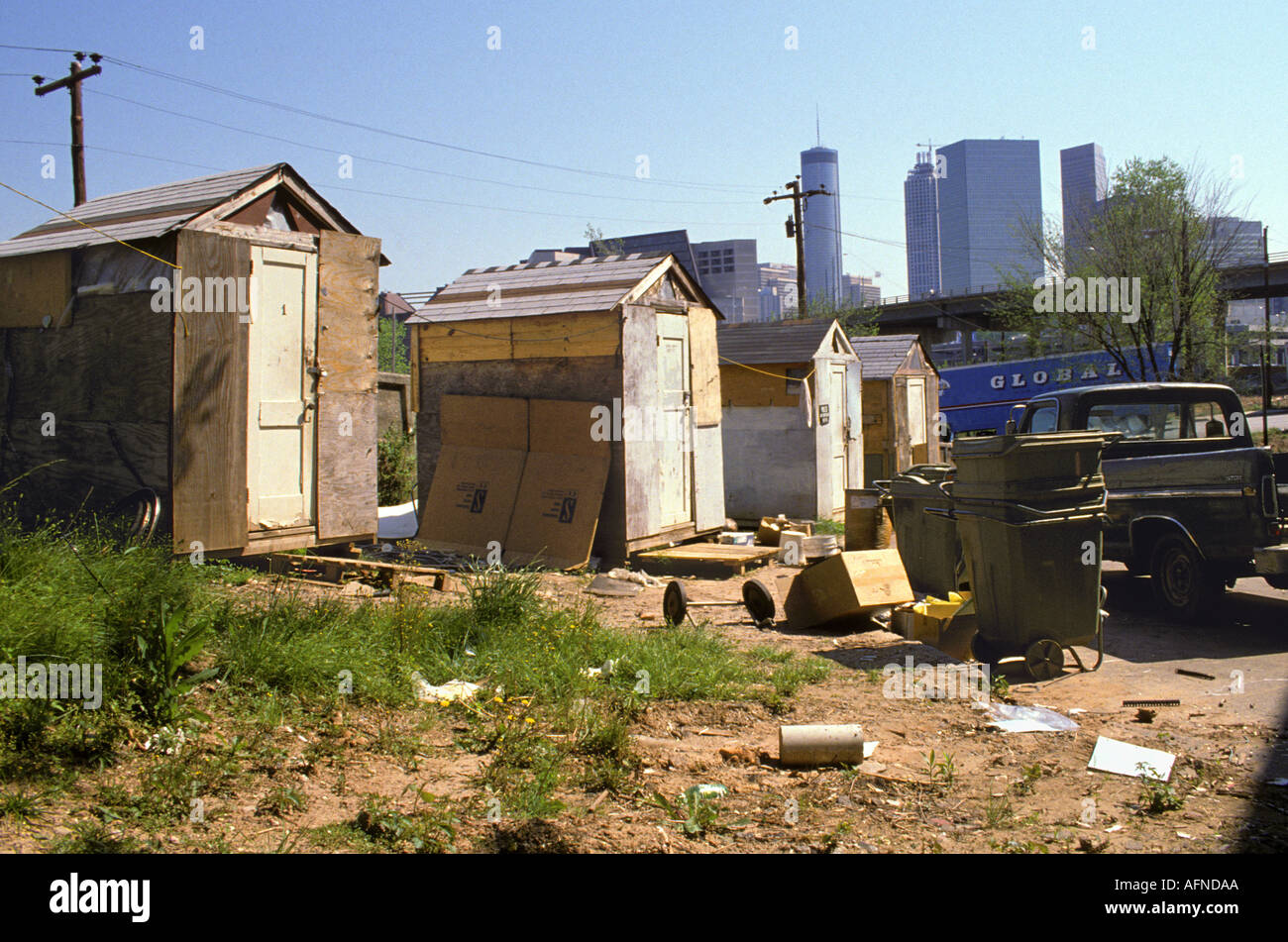 Atlanta Georgia homeless shacks located on the edge of the city Stock Photo