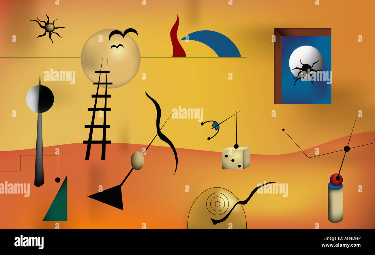 Group of objects on an abstract pattern Stock Photo - Alamy