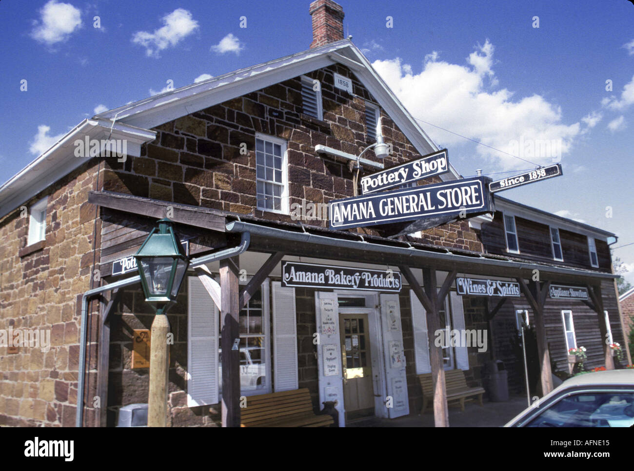 The exterior of a general store and pottery shop at Amana Colonies Iowa