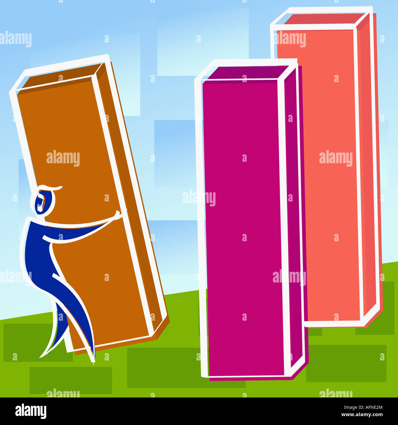 Man holding a block Stock Photo Alamy