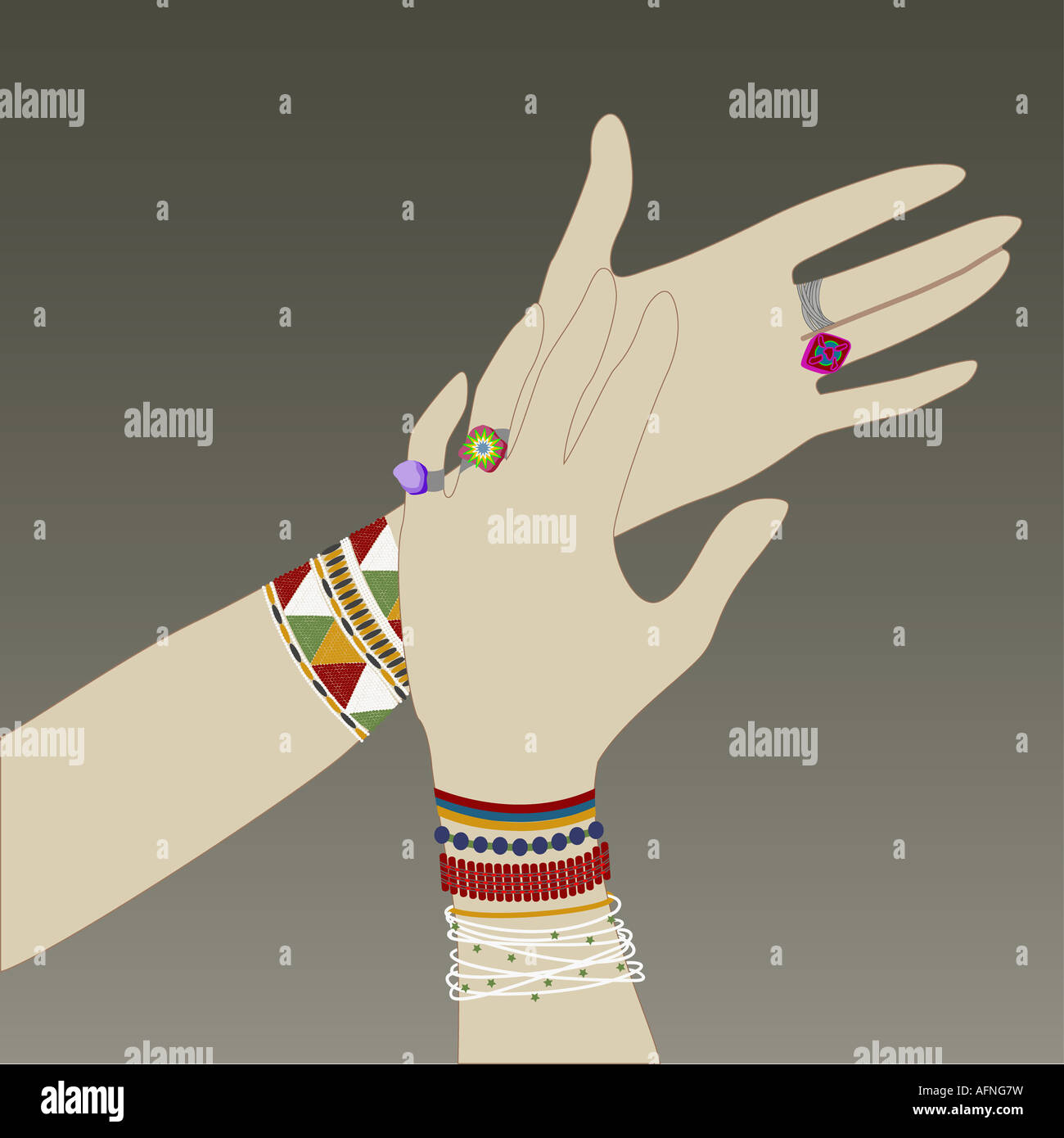 Woman's hands wearing bangles Stock Photo Alamy