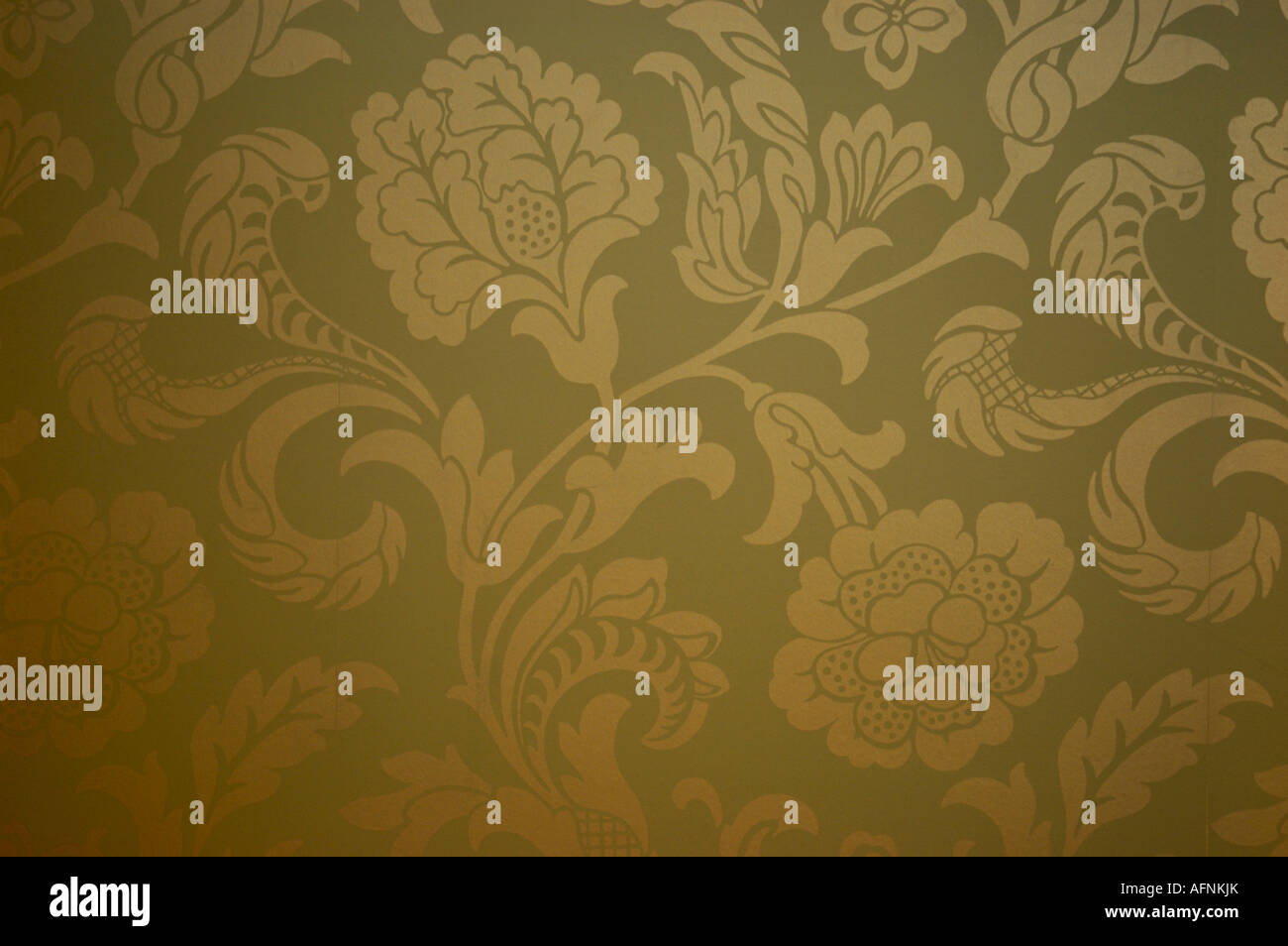 Close up of beige Arts and Crafts style wallpaper Stock Photo