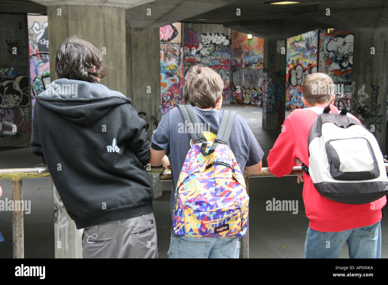 teenagers at South Bank, London Stock Photo