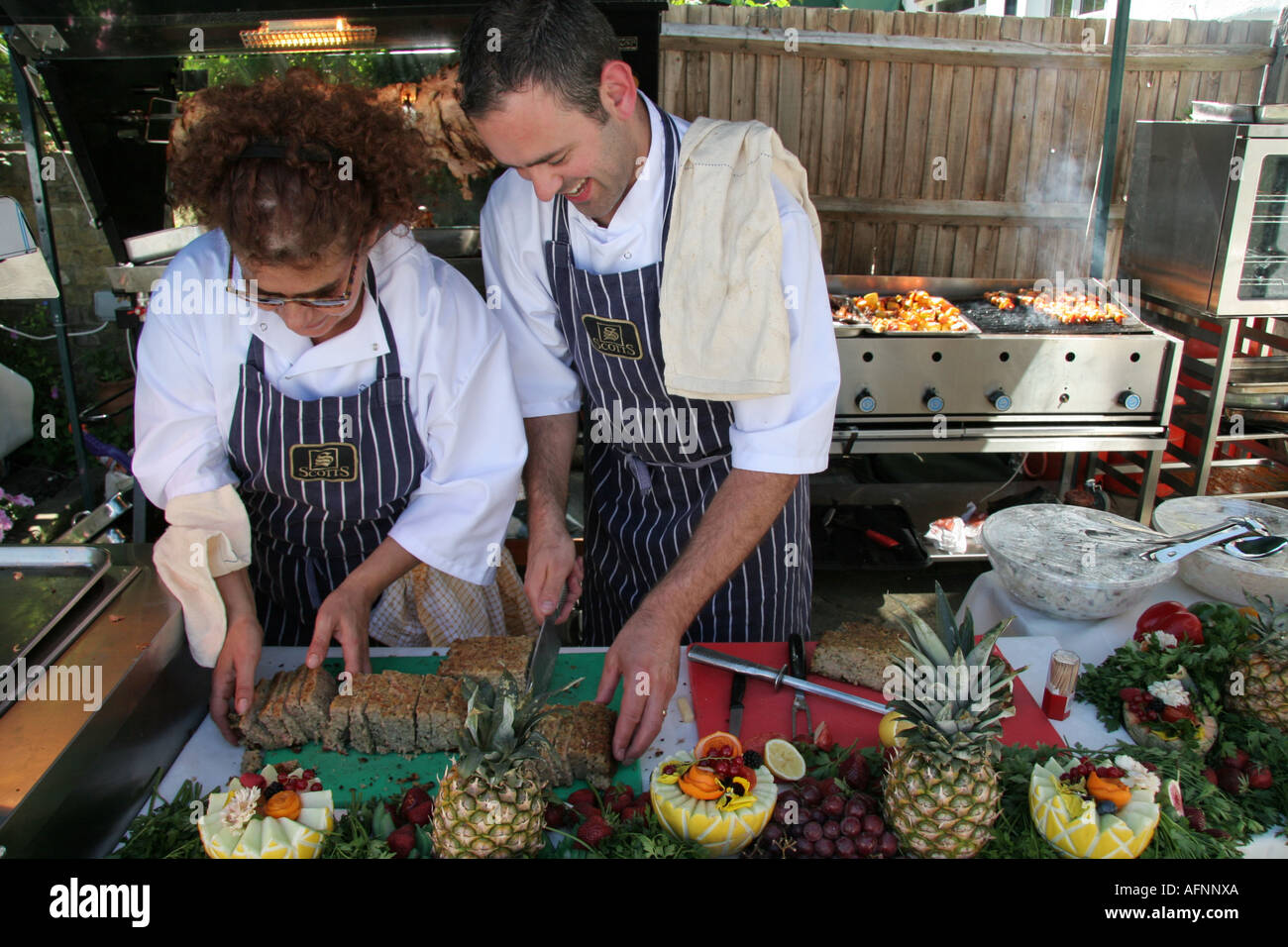 outside caterers at wedding reception Stock Photo