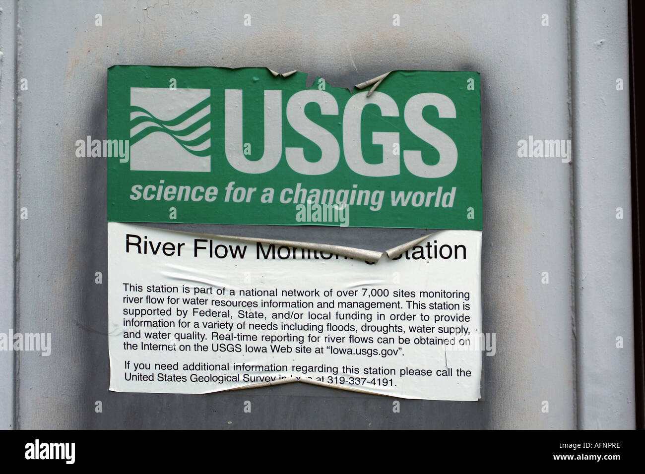 Sign on River Flow Monitoring Station East Fork Des Moines River at