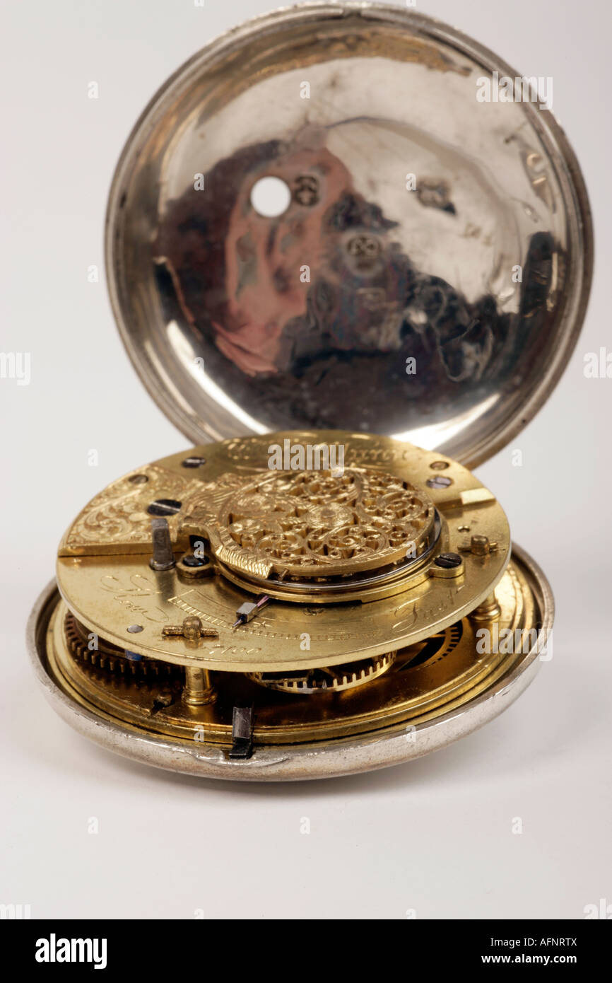 silver pair cased half hunter pocket watch internal verge mechanism