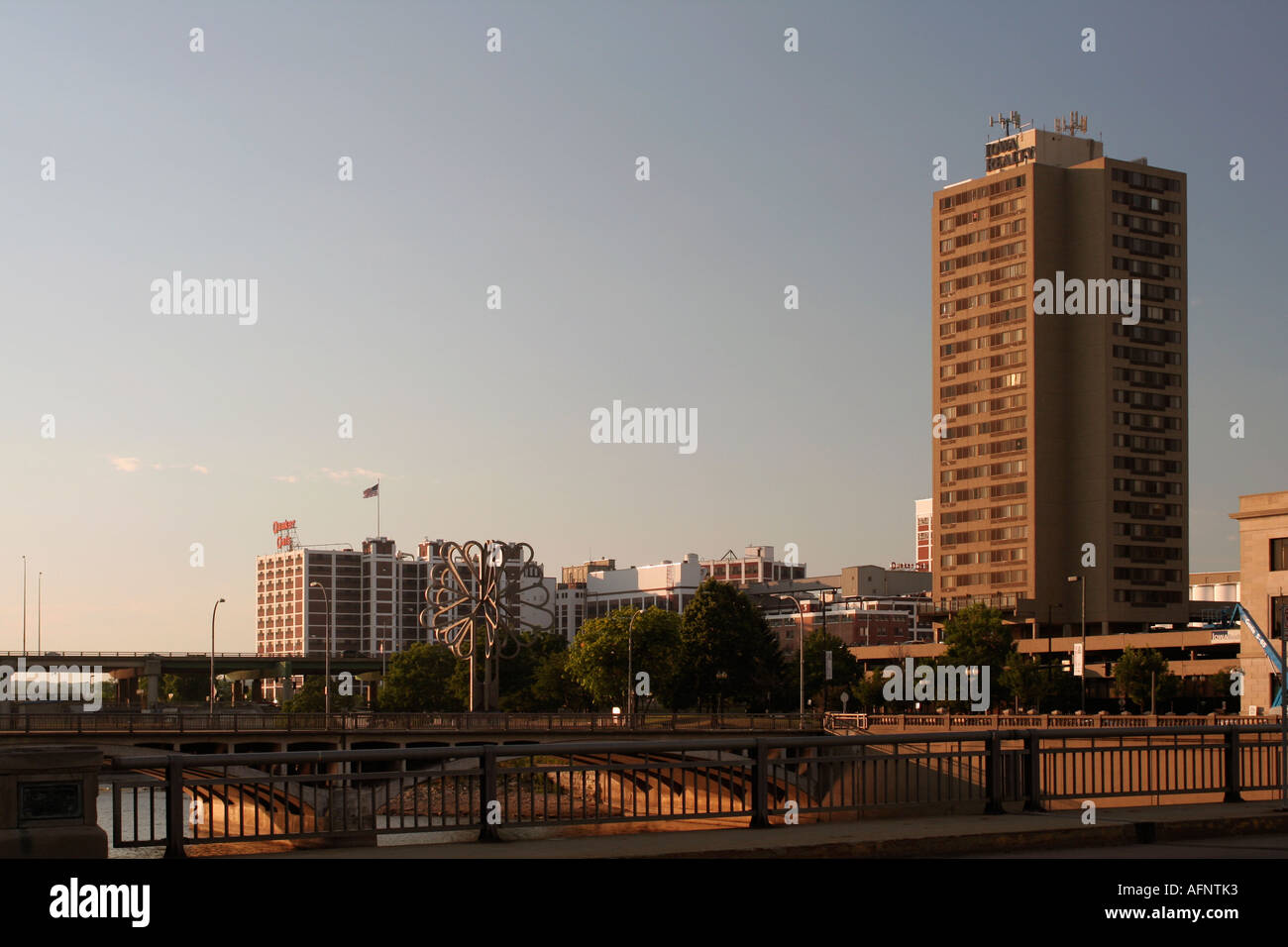 Quaker Oats and Iowa Realty buildings, Cedar Rapids Iowa Stock Photo