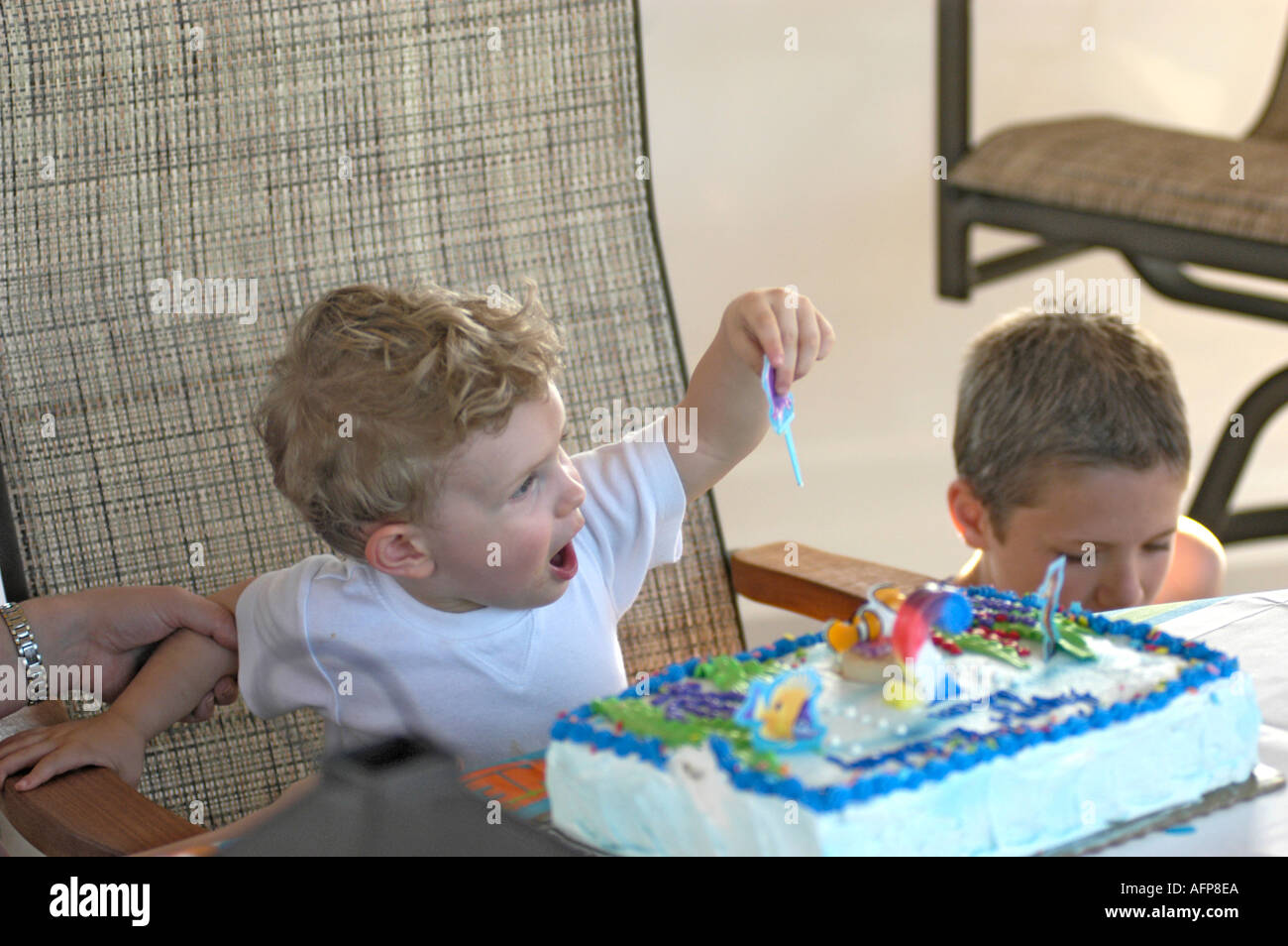 Child Having His 2nd Birthday Party A Boy Stock Photo Alamy
