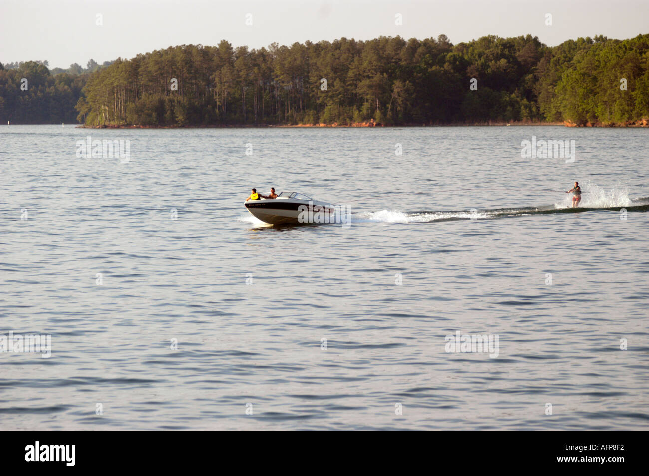 Family boating on Lake Lanier in North USA Stock Photo Alamy
