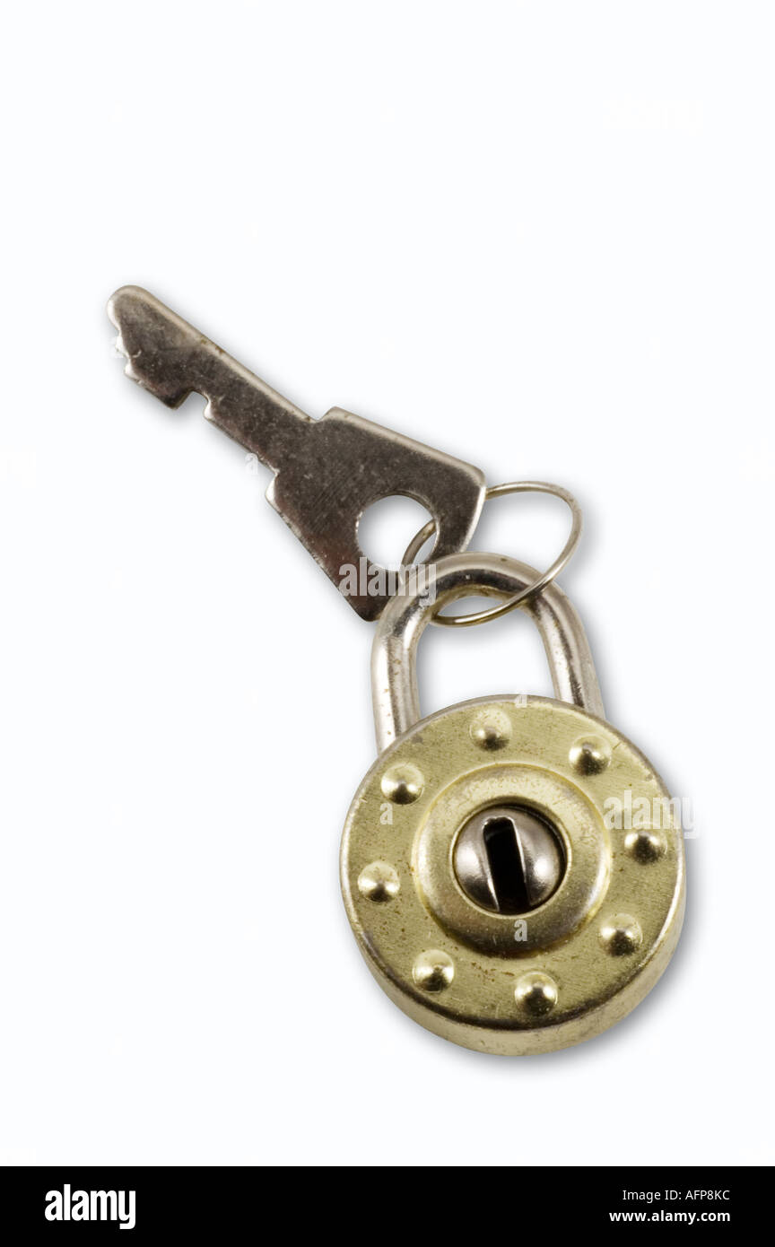 Padlock on white background Stock Photo - Alamy