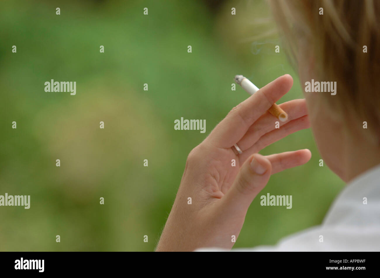 lady smoking Stock Photo