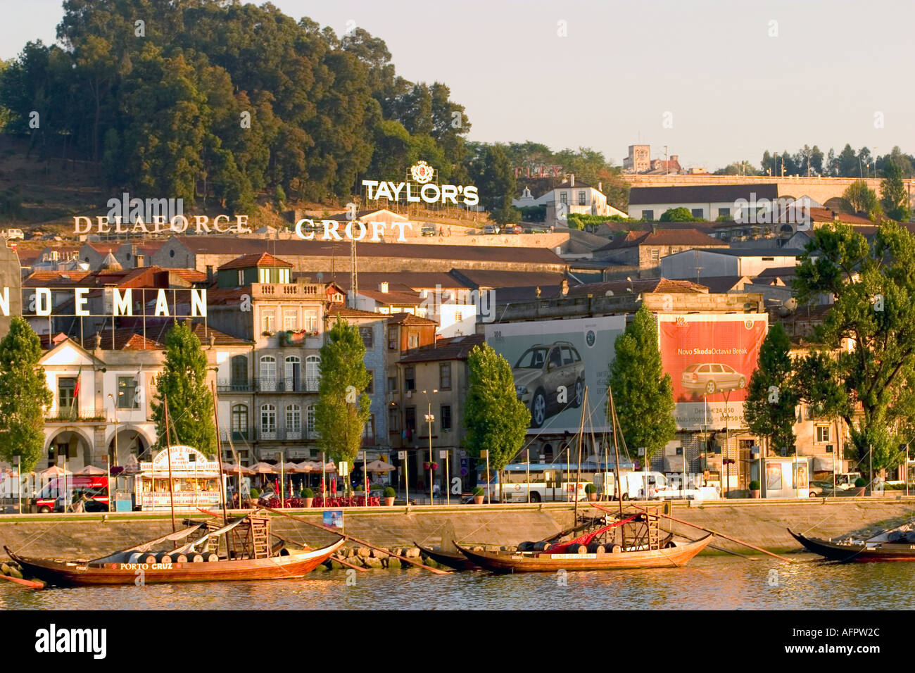 sunshine of boat in district of porto winery in oporto portugal Stock