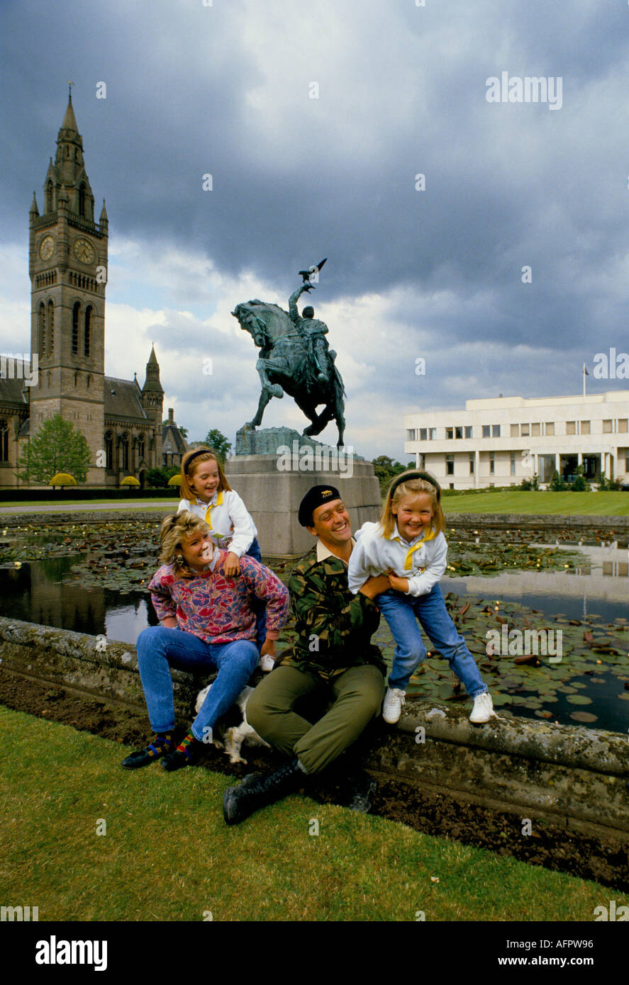 Duke of Westminster at home Eaton Hall with wife (Duchess) Natalia Grosvenor, daughters Edwina and Tamara Grosvenor. November 1991. HOMER SYKES Stock Photo