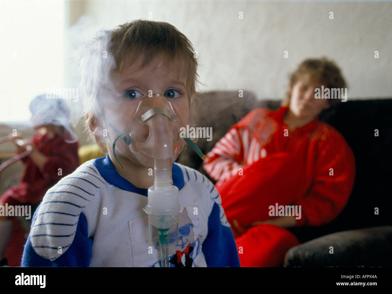 Asthma suffer, Brian Moon aged 2 needs nebuliser due in part poor air