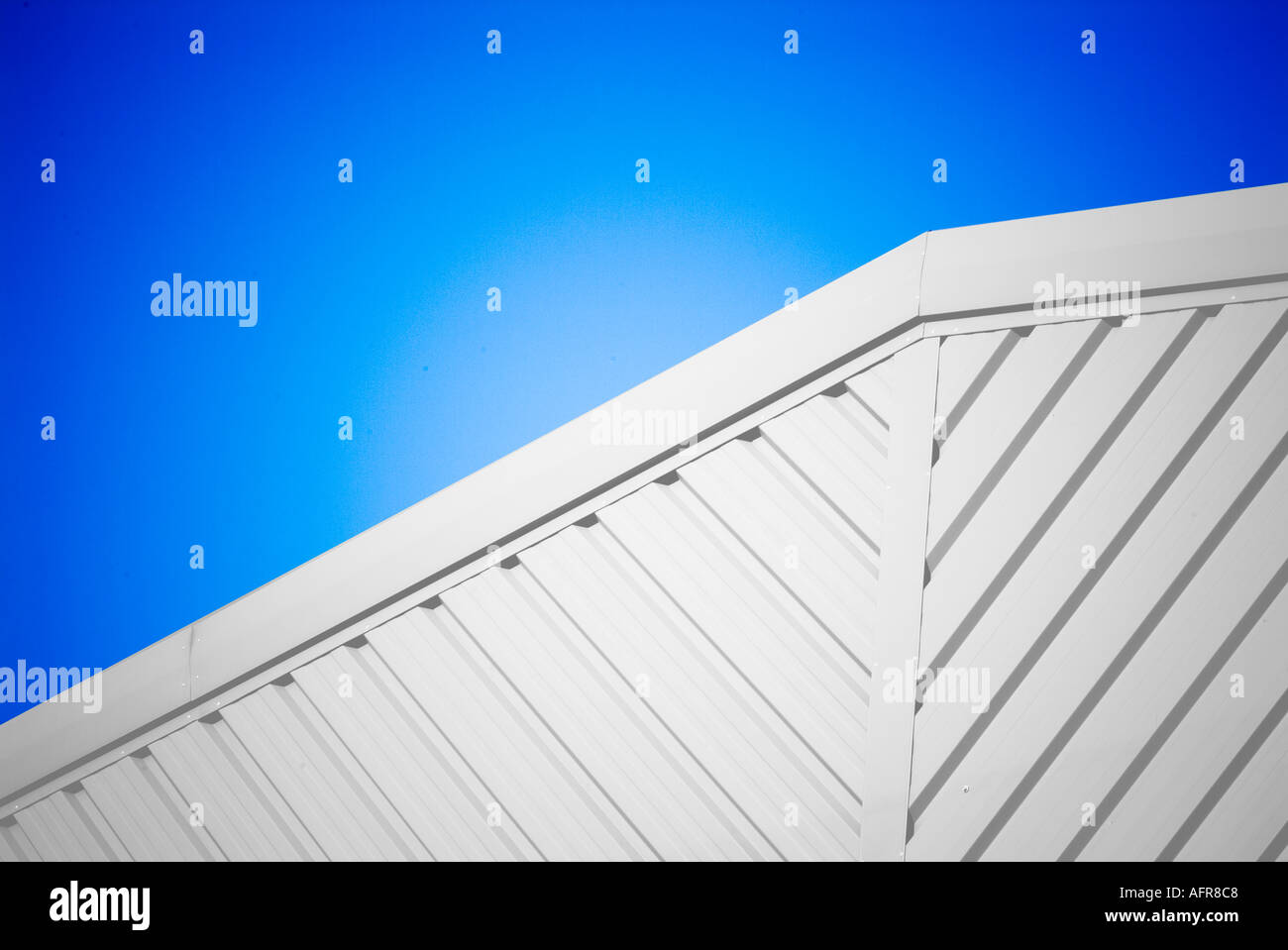 cladding on building side white high tech technology blue sky industrial park workshop science park Stock Photo