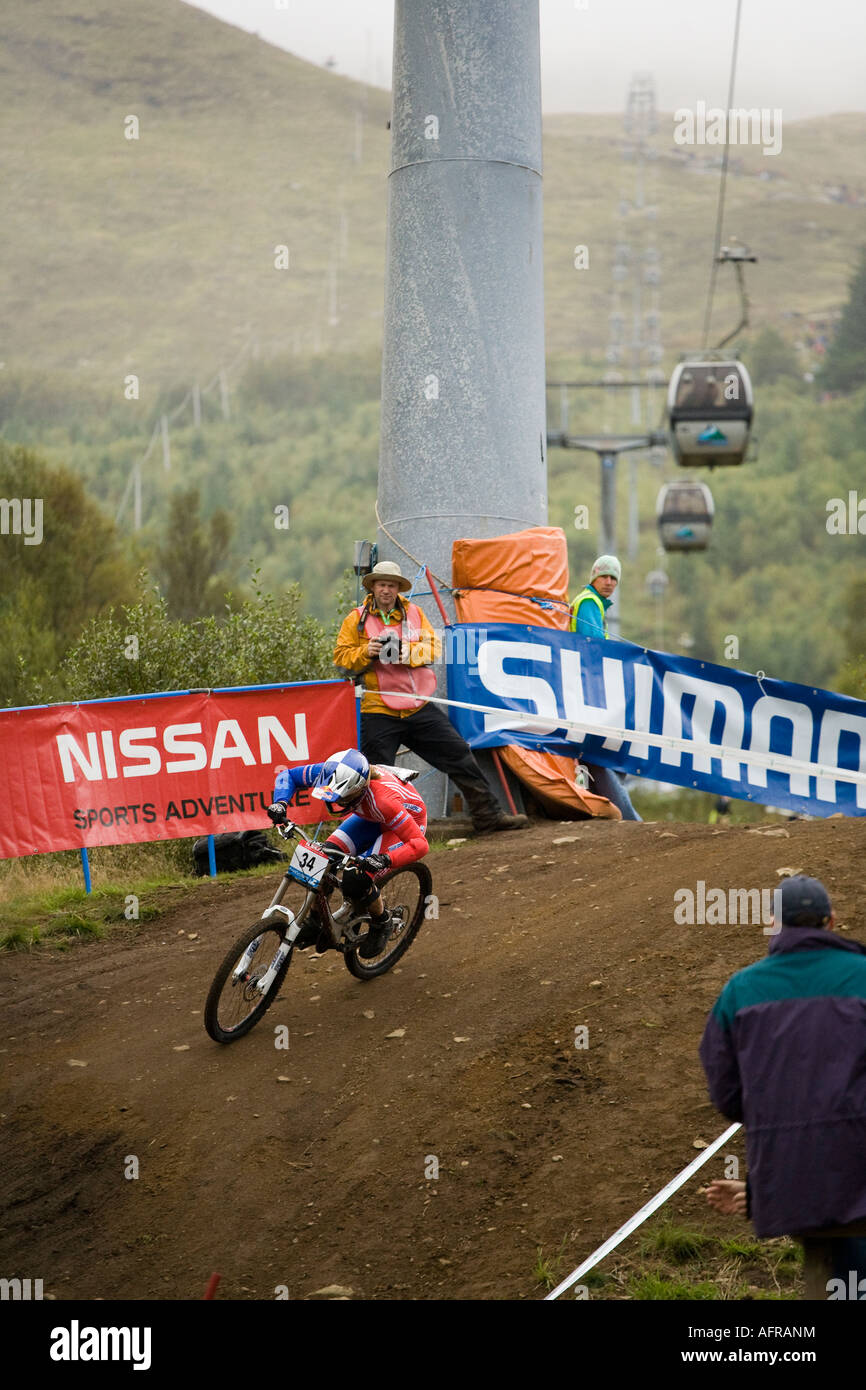 Rachel Atherton representing Great Britain at the UCI World Championships downhill race at Fort William 2007 Stock Photo
