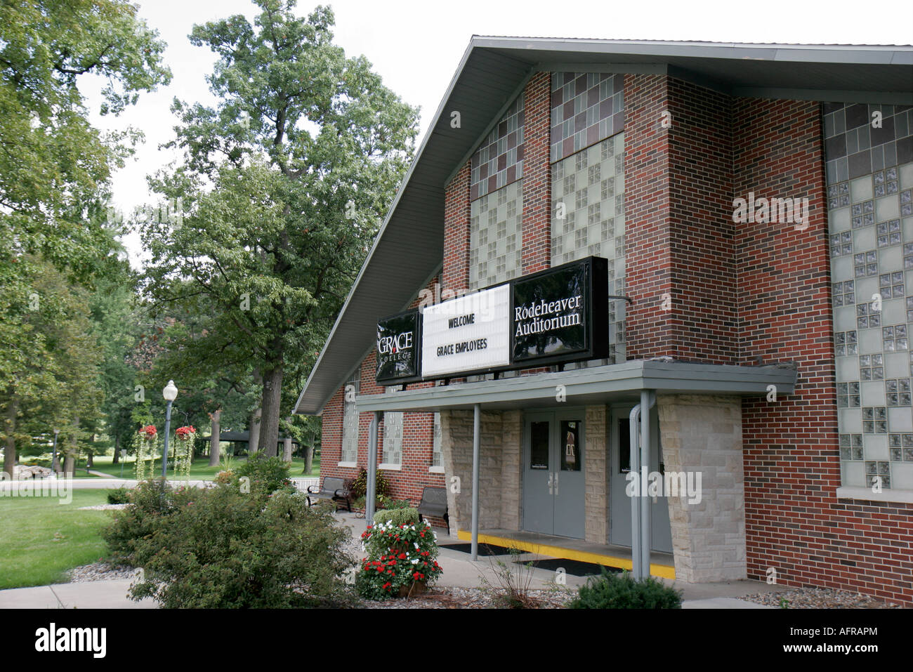 Indiana Kosciusko County,Winona Lake,Winona Lake Park,Grace College,school,campus,Rodeheaver Auditorium,IN070830016 Stock Photo