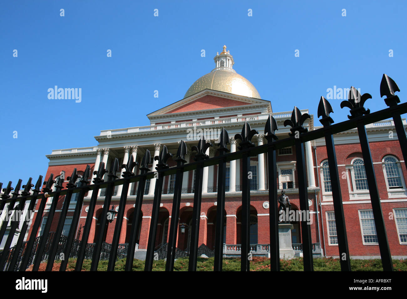 Iron gate in front of the Massachusetts State House, Boston. Stock Photo