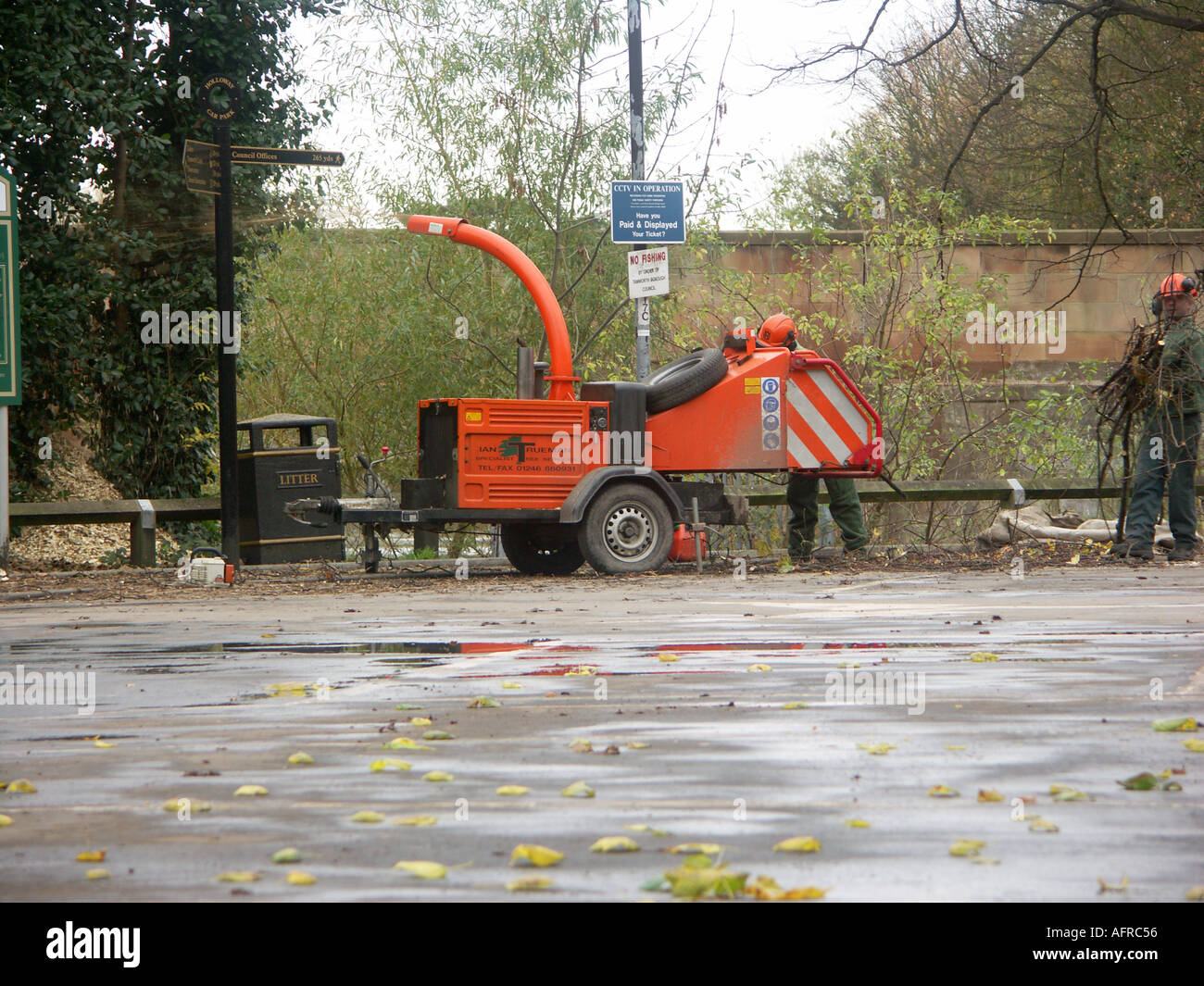 Wood Tree Branch chipper shredding machine Stock Photo - Alamy